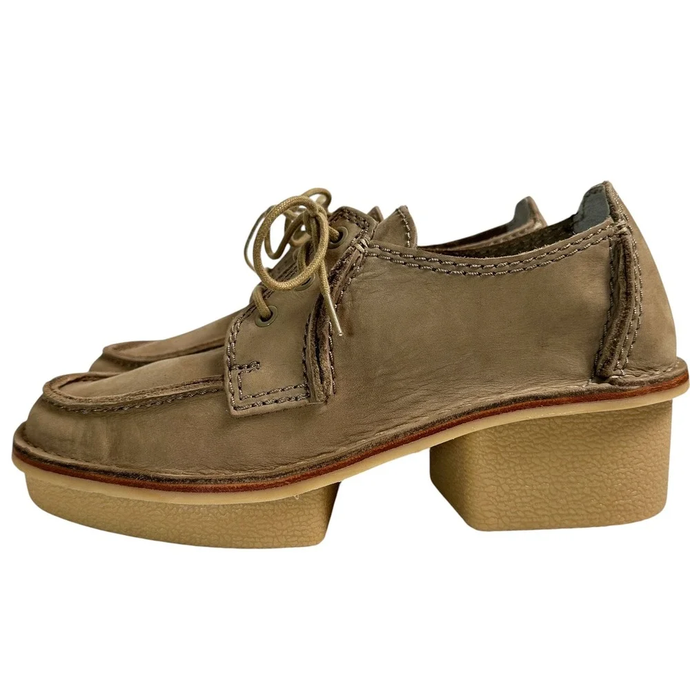Clarks Shoes Artisan Veldta Auburon Platform Moccasin Nubuck Taupe 10 Gorpcore